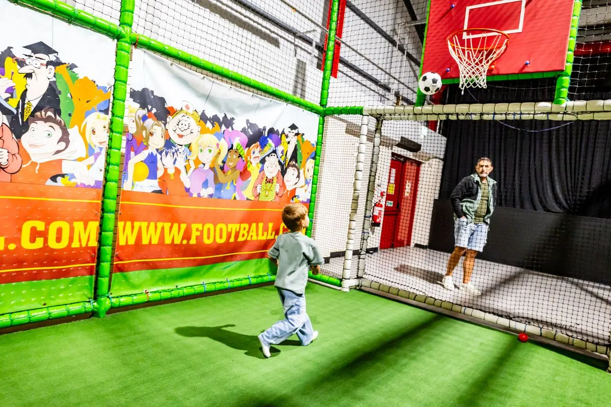 The indoor netted football pitch