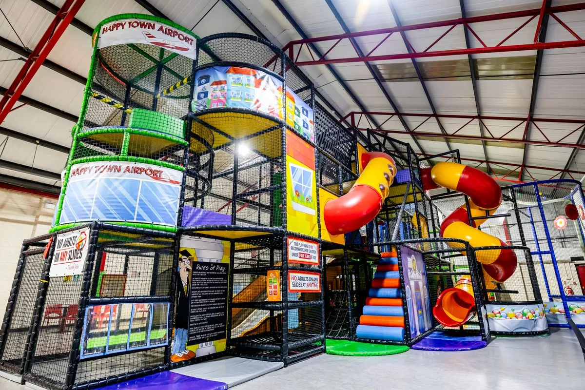 The Fun Factory play frame with tube slides