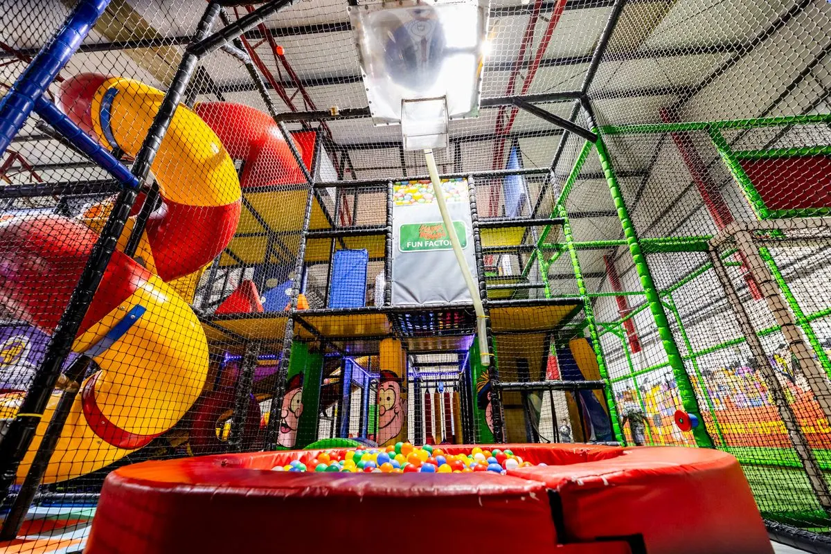 The Fun Factory tube slides and ball pit